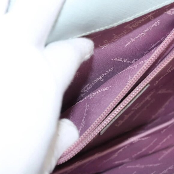 Salvatore Ferragamo Gancini Hand Bag Safiano 2way Light Blue Silver Auth BA1740 - Picture 13 of 16